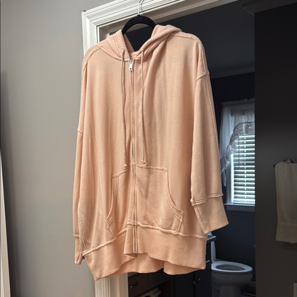 Pink Hooded Zip-Up Sweatshirt